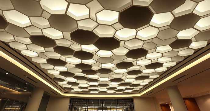 Forro modular colmeia transforma espa&ccedil;os com estilo e funcionalidade